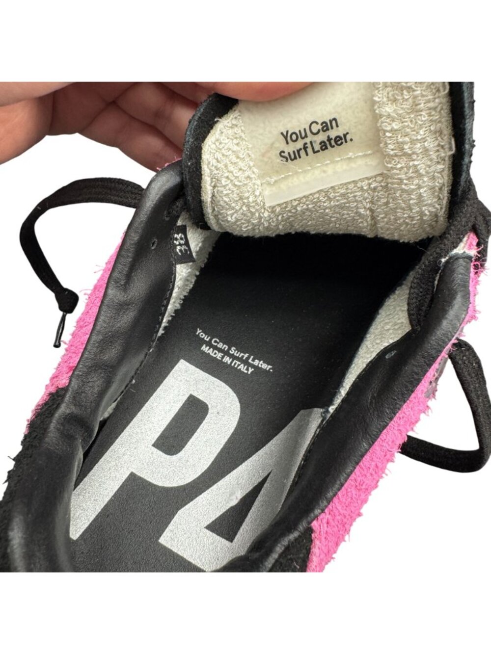 P448 Mason Women's Colorblock Suede Low Top Sneaker Pink/Black, Size 38 NWOB - Picture 8 of 9